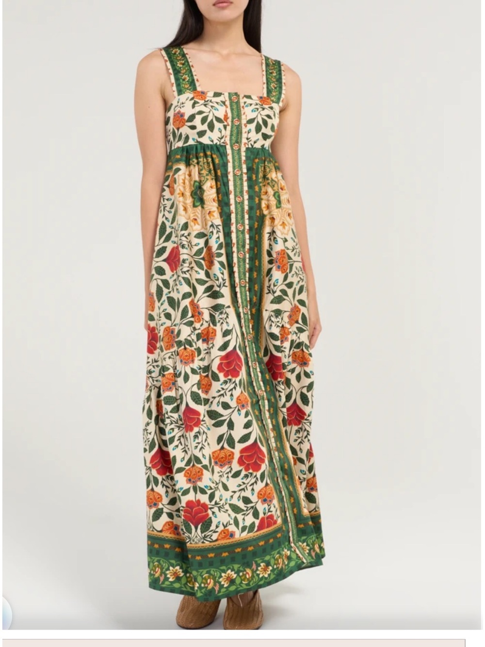 Farm Rio Garden tapestry sand maxi dress size L NEW NWT